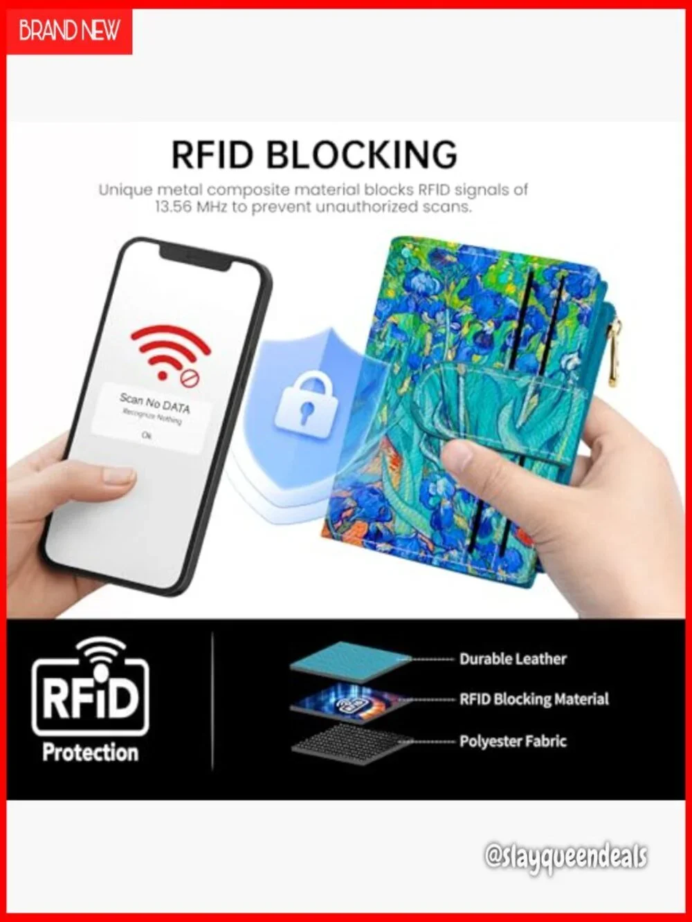 Small RFID Blocking Wallet Bifold Zipper Coin Pocket Compact Card Holder